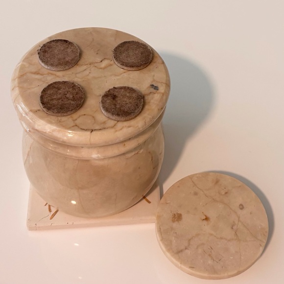 Italian Latte Cream Marble Jar with Lid - Global Views Decorative home accents - Picture 9 of 11